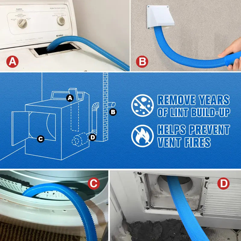 Clothes Dryer Vent Cleaner, Dryer Vent Vacuum Hose, Remover,Versatile Attachment, for Dryer Brush