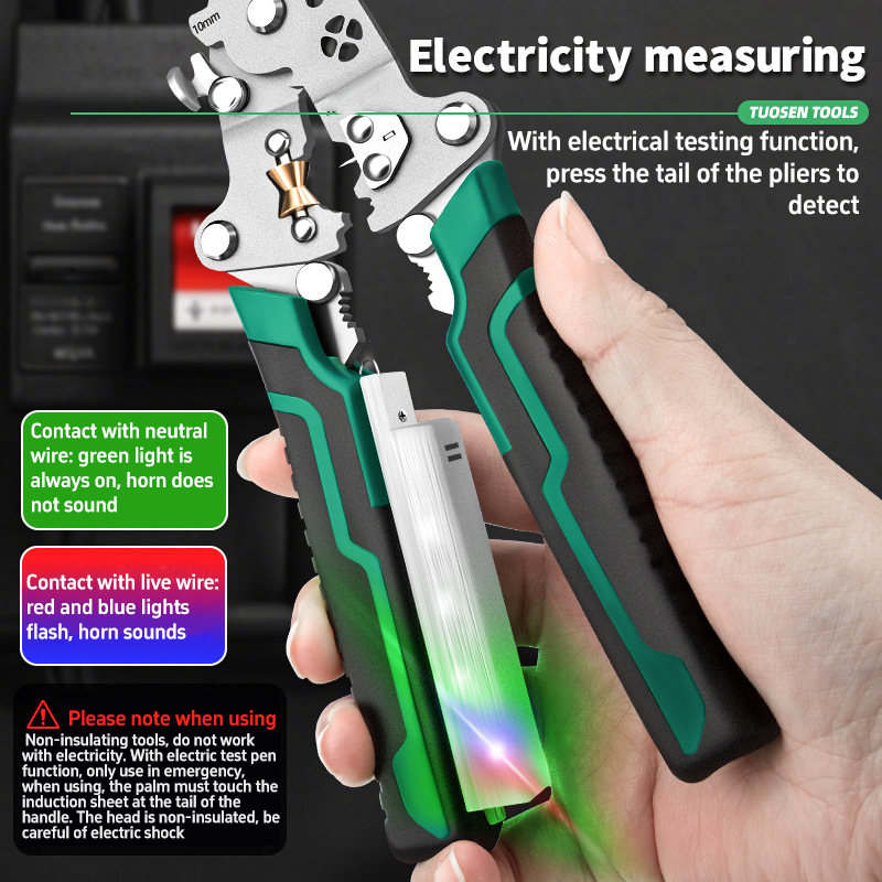 Multifunctional Foldable Wire Cutting, Splitting, Measuring And Stripping Pliers For Electricians