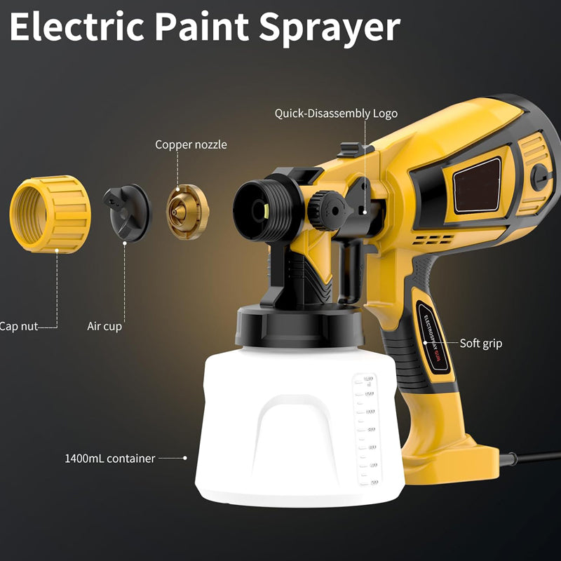 700W High-Precision Electric Paint Sprayer for Indoor Wall and Furniture Renovation with 800ml Tank, 800ml/min Flow Rate, for Tables Cabinets Gates Painting Projects