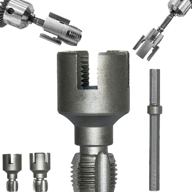 Pipe Thread Cutting Tool, Electric Drill Compatible Pvc Pipe Threader Kit, Thread Trimming and Angle Bolt Repair Tool, Garden Hose Thread Die