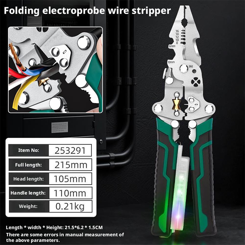 Multifunctional Foldable Wire Cutting, Splitting, Measuring And Stripping Pliers For Electricians