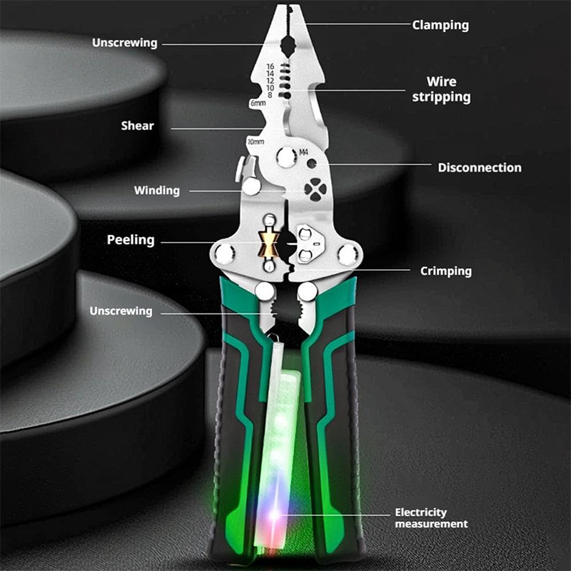 Multifunctional Foldable Wire Cutting, Splitting, Measuring And Stripping Pliers For Electricians